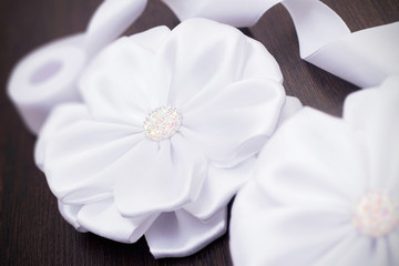 Fototapeta na wymiar Wedding accessory for the bride white bow