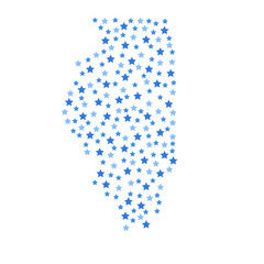 Illinois, U.S. state map background with blue stars of different sizes vector illustration eps