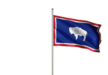 Wyoming state of United States flag waving isolated 3D illustration