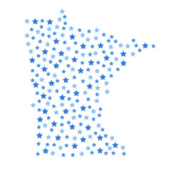 Minnesota, U.S. state map background with blue stars of different sizes vector illustration eps