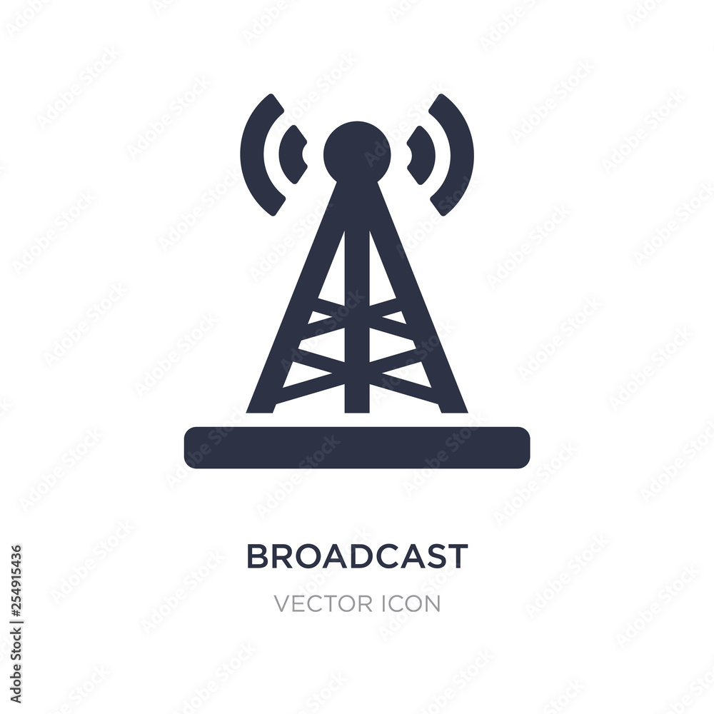 Poster broadcast communications tower icon on white background. simple element illustration from technology