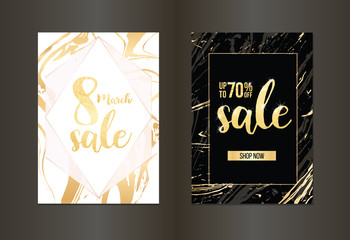 Elegant sale and discount promo backgrounds with liquid marble pattern.