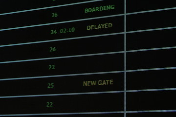 timetable showing and informed flight status in airport