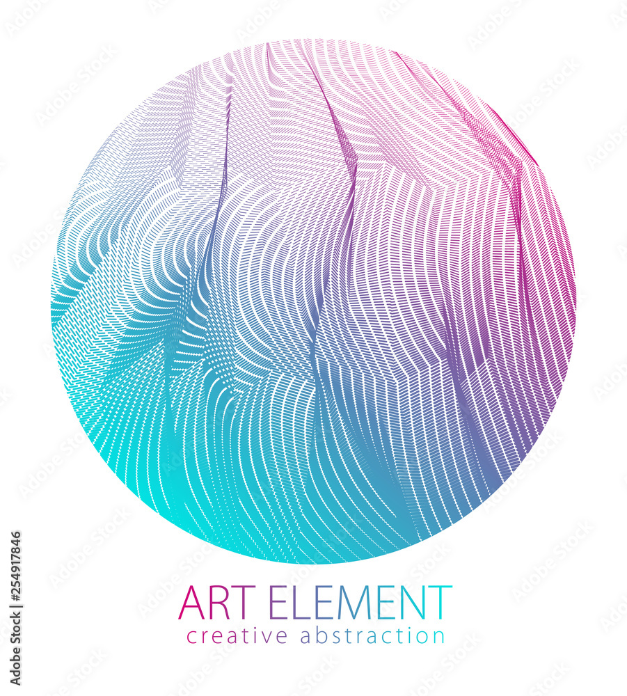 Aufkleber design artistic element of great lines surface texture in a shape of circle. vector abstract 3d pers
