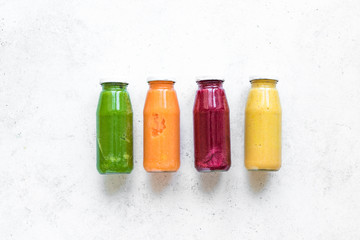 smoothies or juices in bottles