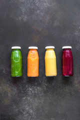 Colourful smoothies bottles