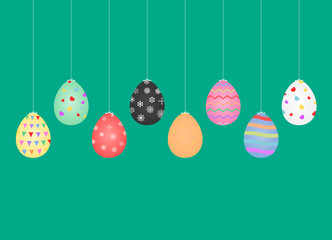 Vector illustration graphic design group of eggs emitted with beautiful colors, the symbol of Easter days.