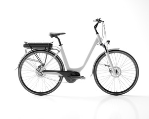 Naklejka na ściany i meble Generic electric bicycle e-bike isolated on white background 3d illustration