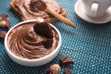 chocolate spread and a cup of coffee