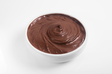 chocolate cocoa cream in a white bowl