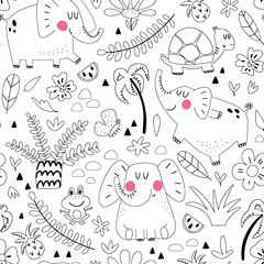 Tropical animals baby background