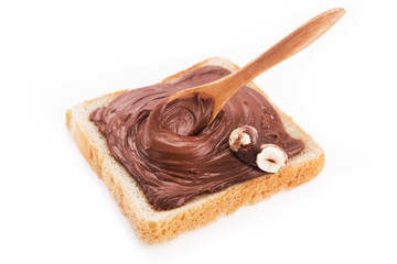 Toast with chocolate isolated