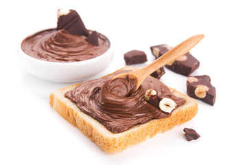 Toast with chocolate isolated