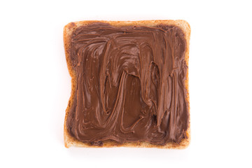 Toast with chocolate isolated