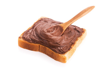 Toast with chocolate isolated