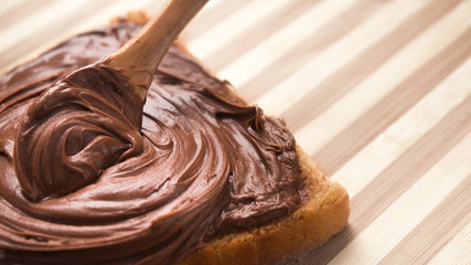 cream chocolate and spoon