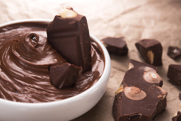 White bowl with chocolate cream