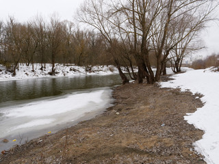 the beginning of spring. the river is free of ice.