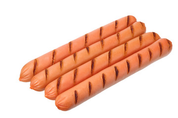 grilled sausages isolated on a white background