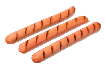 grilled sausages isolated on a white background