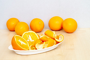 cut oranges on a plate close-up