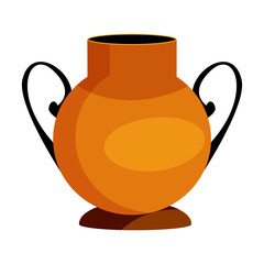Ancient clay pot with two handles flat icon. Antiquity, earthenware, vessel pot. Greek vases concept. Vector illustration can be used for topics like ancient history, dishware, archaeology