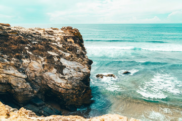Beautiful Landscape And Seascape View Of Cliffs And Ocean In Algarve, Portugal