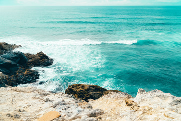 Beautiful Landscape And Seascape View Of Cliffs And Ocean In Algarve, Portugal