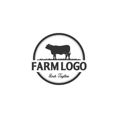 Vintage Angus Cattle Beef logo design inspiration -
