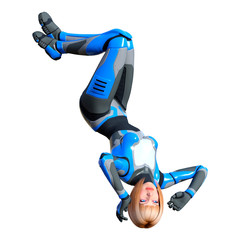 3D Rendering Female Robot on White