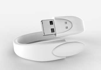 Blank Wristband USB Flash Drive  Promotional USB. 3d render illustration.
