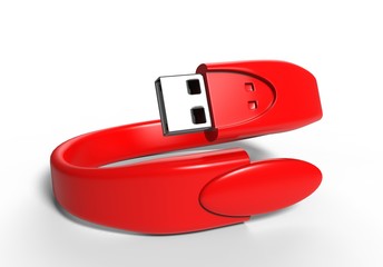 Blank Wristband USB Flash Drive  Promotional USB. 3d render illustration.