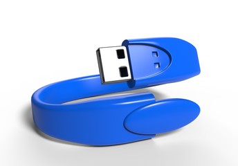 Blank Wristband USB Flash Drive  Promotional USB. 3d render illustration.