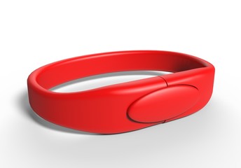 Blank Wristband USB Flash Drive  Promotional USB. 3d render illustration.
