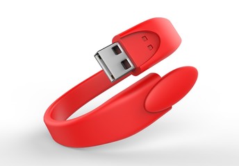 Blank Wristband USB Flash Drive  Promotional USB. 3d render illustration.