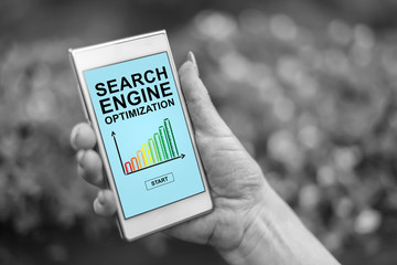 Search engine optimization concept on a smartphone