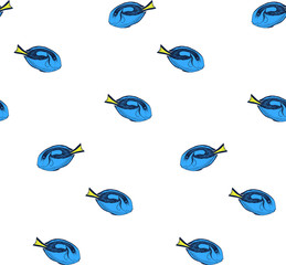 Pattern with Regal Tang. Vector hand drawn sketch Card with aquarium fish.
