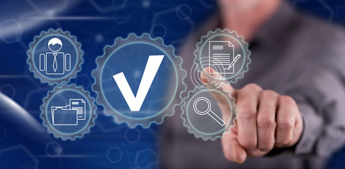 Man touching a compliance concept