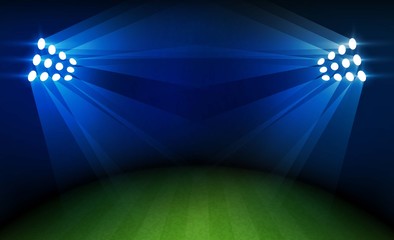 Football arena field with bright stadium lights vector design Vector illumination © photoraidz