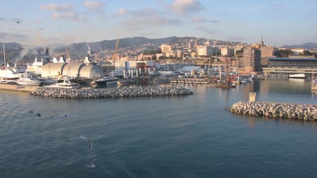 View of the port of Marseille France at sunset