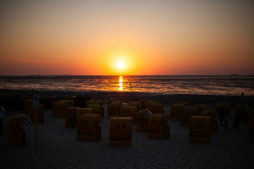 sunset on beach cuxhaven