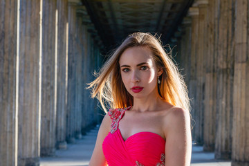 Fototapeta premium young woman in red dress