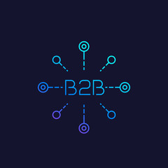 B2B commerce concept, line icon