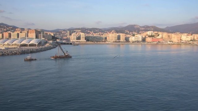 View of the port of Marseille France at sunset