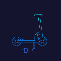kick scooter, electric, vector line icon