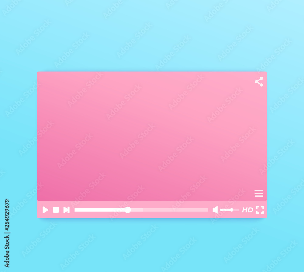 Poster video player vector interface, ui design