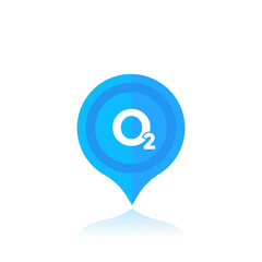 oxygen, o2 icon with marker