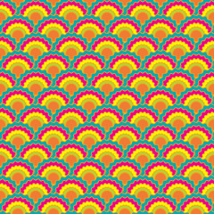 Modern fish scales squama background, vector seamless fabric pattern, tiled textile print. Typical chinese squama scales seamless arc tiles ornament. Dragon skin pattern.