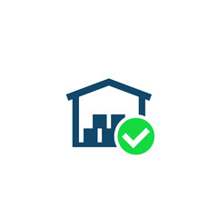 Obraz premium warehouse icon with check mark