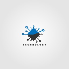 Technology icon template, creative vector logo design, connection, illustration element